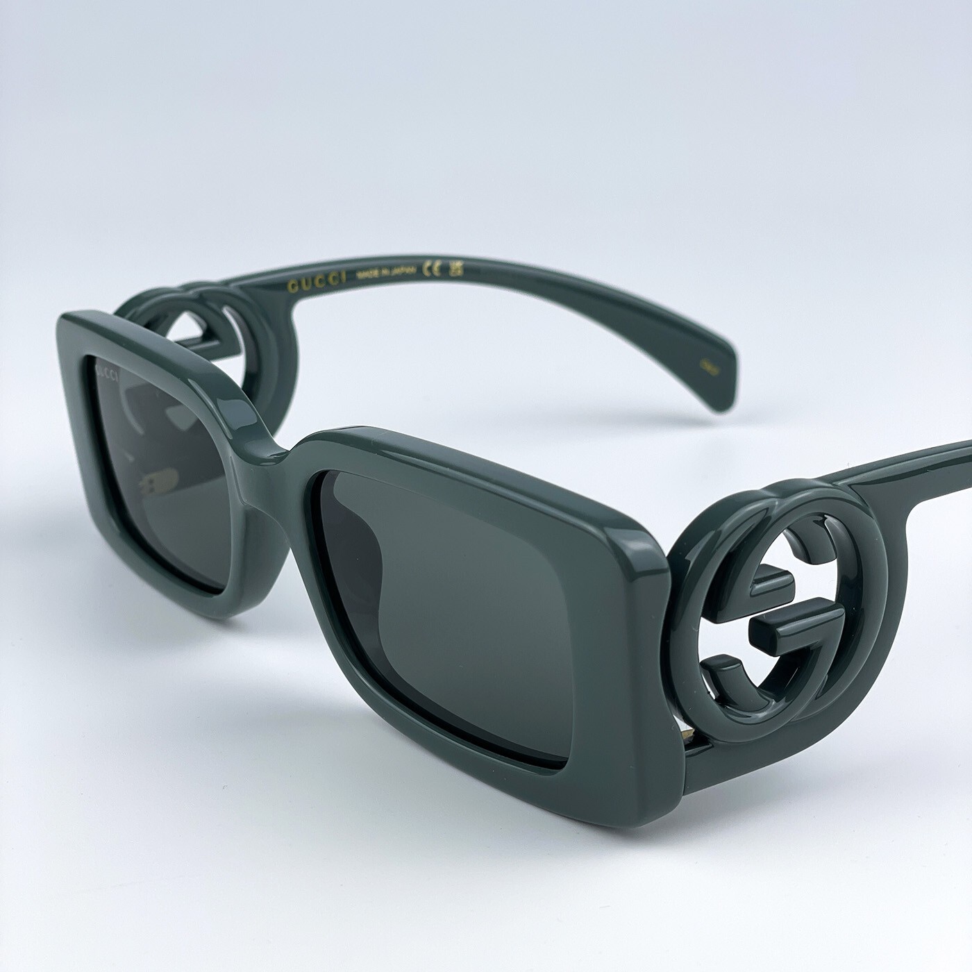 Pre-owned Gucci Gg1325s 003 Grey Smoke Grey Rectangle Women Sunglasses 54mm In Gray