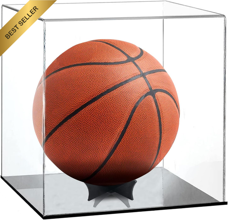 Clear Acrylic Basketball Display Case 25x25x27cm Sports Memorabilia Box with Bui