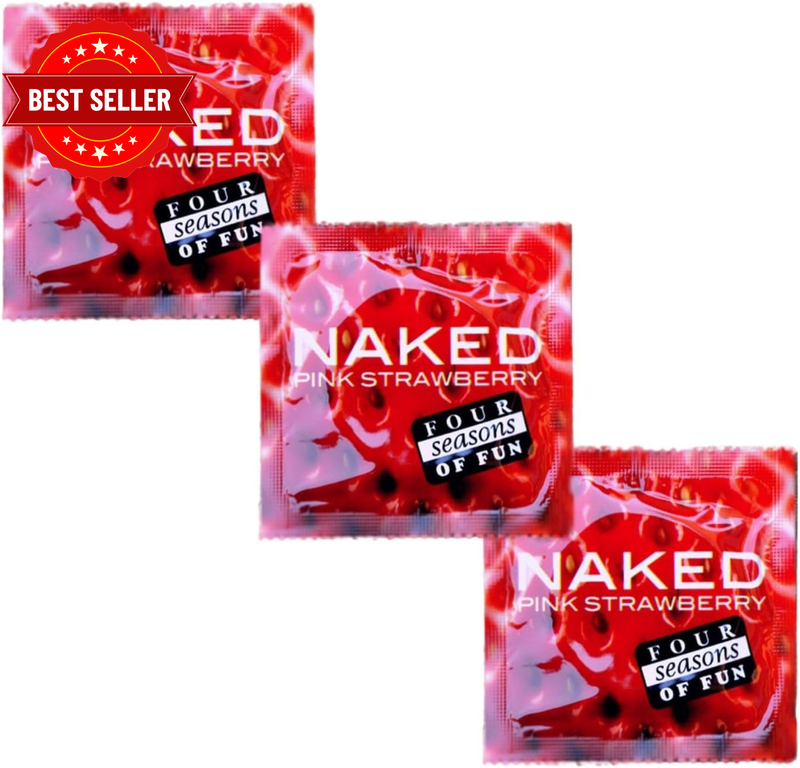 Naked Strawberry Flavoured Condoms - Ultra Thin - Lubricated - Bulk Pack of 144