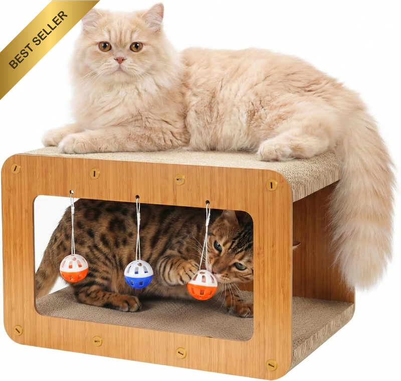 Cat Scratcher House, 2-In-1 Scratch Cardboard & Scratching Pad for Indoor Cats,