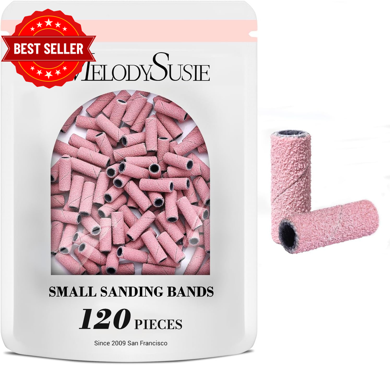 120 Pcs Nail Drill Bits Small Sanding Bands for 3.1Mm Mandrel Bit, 180 Fine Grit