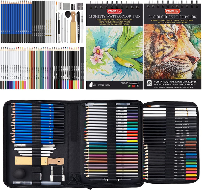 80 Pack Drawing Set Sketching Kit, Pro Art Supplies with 3-C