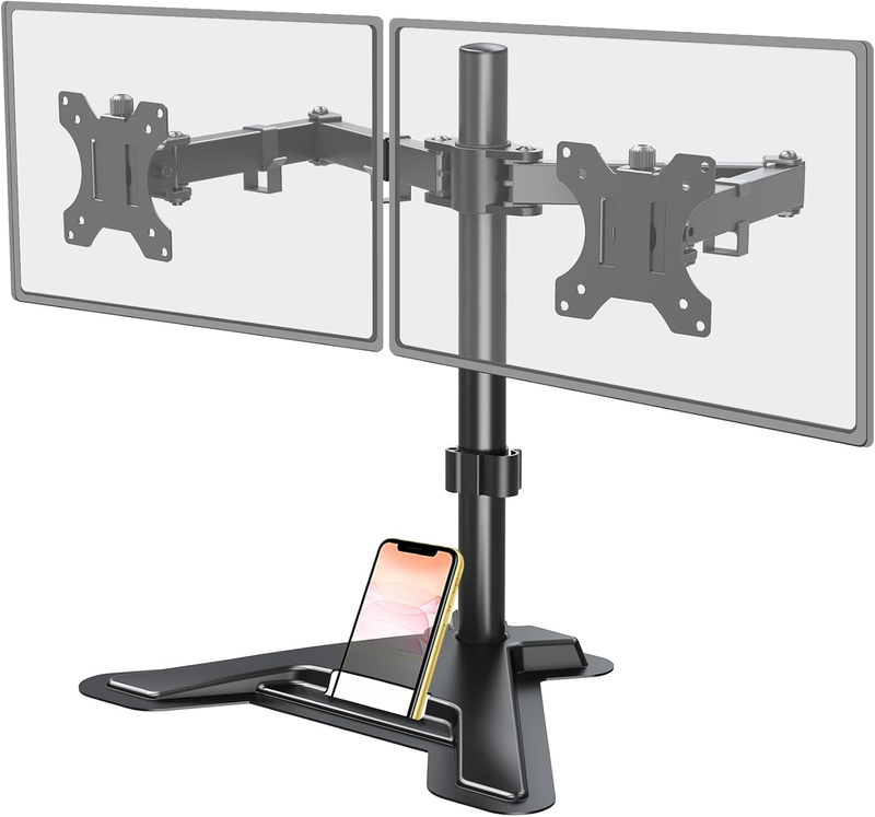 Dual Monitor Stand, Free-Standing Full Motion Monitor Desk Mount Fits 2 Screens