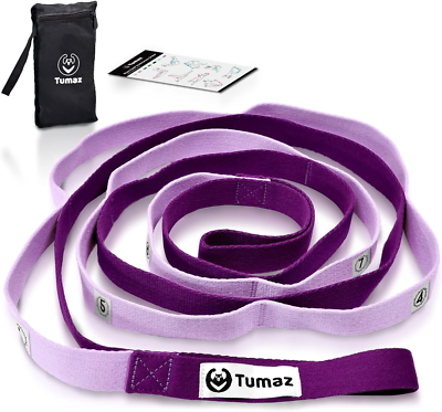 Tumaz Stretching Strap - 12 Loops & Non-Elastic Yoga Strap - The