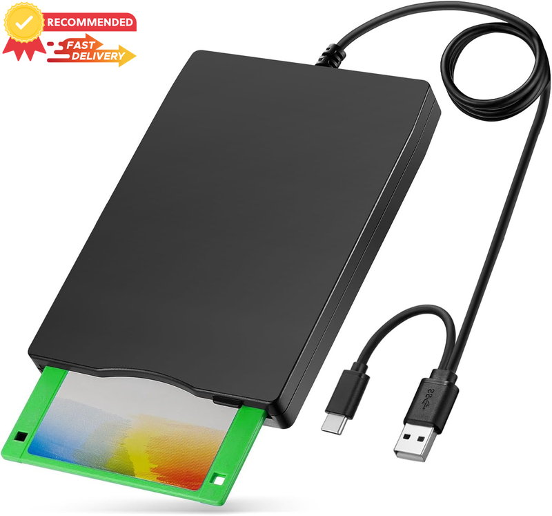 USB Floppy Disk Reader 3.5" 1.44MB Portable FDD for PC Laptop Mac Black