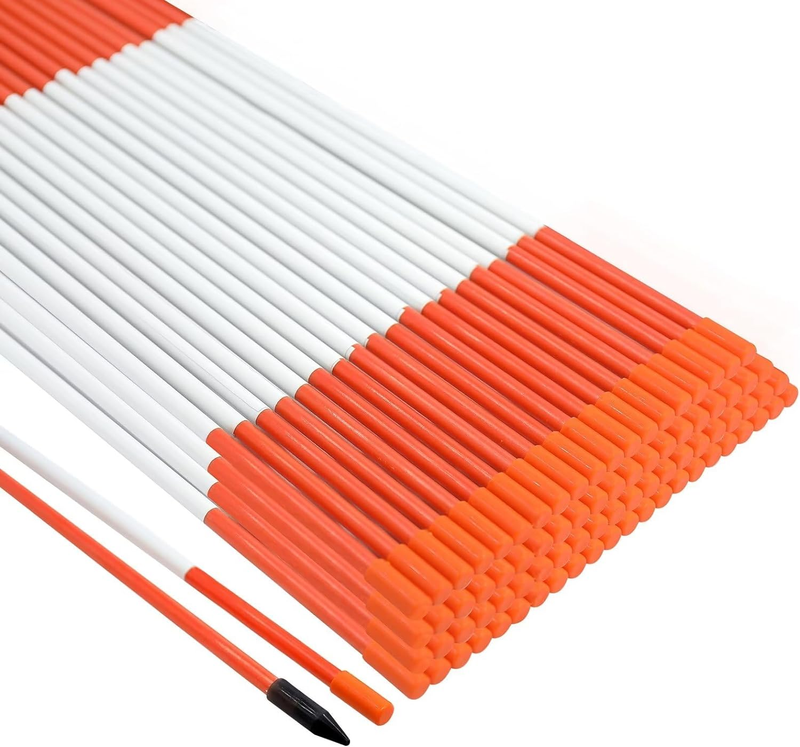 Driveway Marker 48 Inch Orange Fiberglass 5/16 Inch Dia Snow Fence Reflective Pl