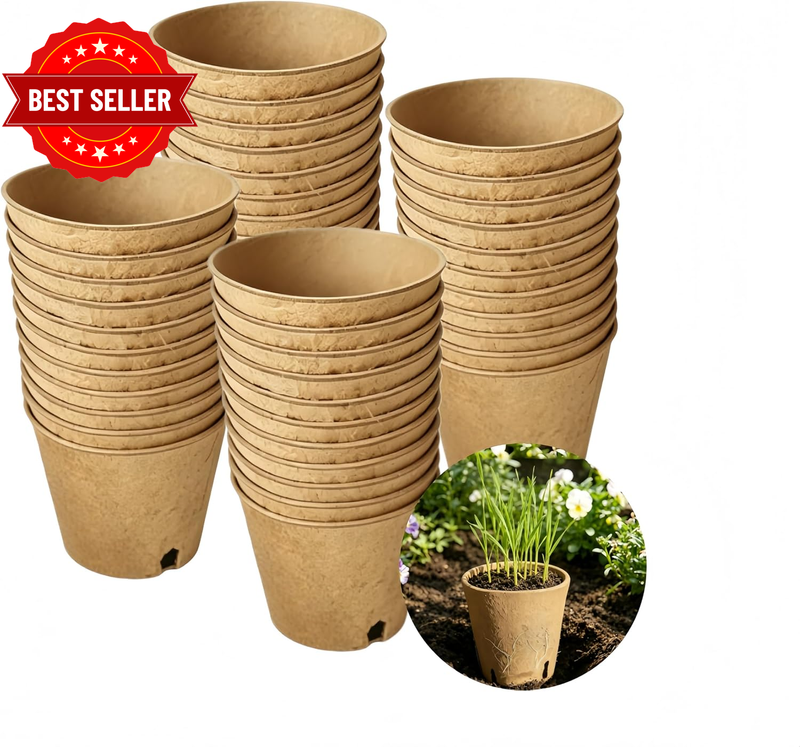 Peat Pots Seed Starter 45 Pack – Biodegradable Seedling with Drainage Holes, for