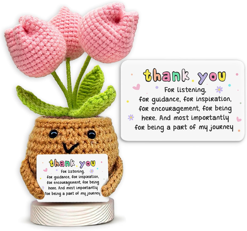 Handmade Positive Tulip Flower Crochet - Thank You for Listening - Knitted Decor