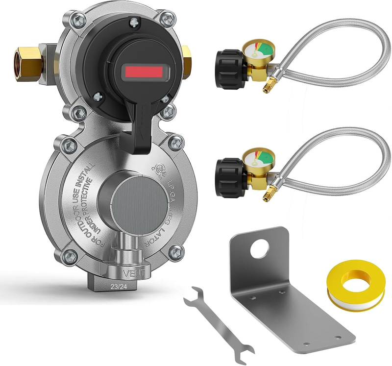 2-Stage Automatic Changeover LP Propane Gas Regulator, RV Dual Propane Tank Regu