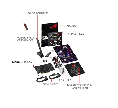 Set Accessories and Asus ROG HYPER M.2 Card  for Strix Z690-E Gaming Motherboard