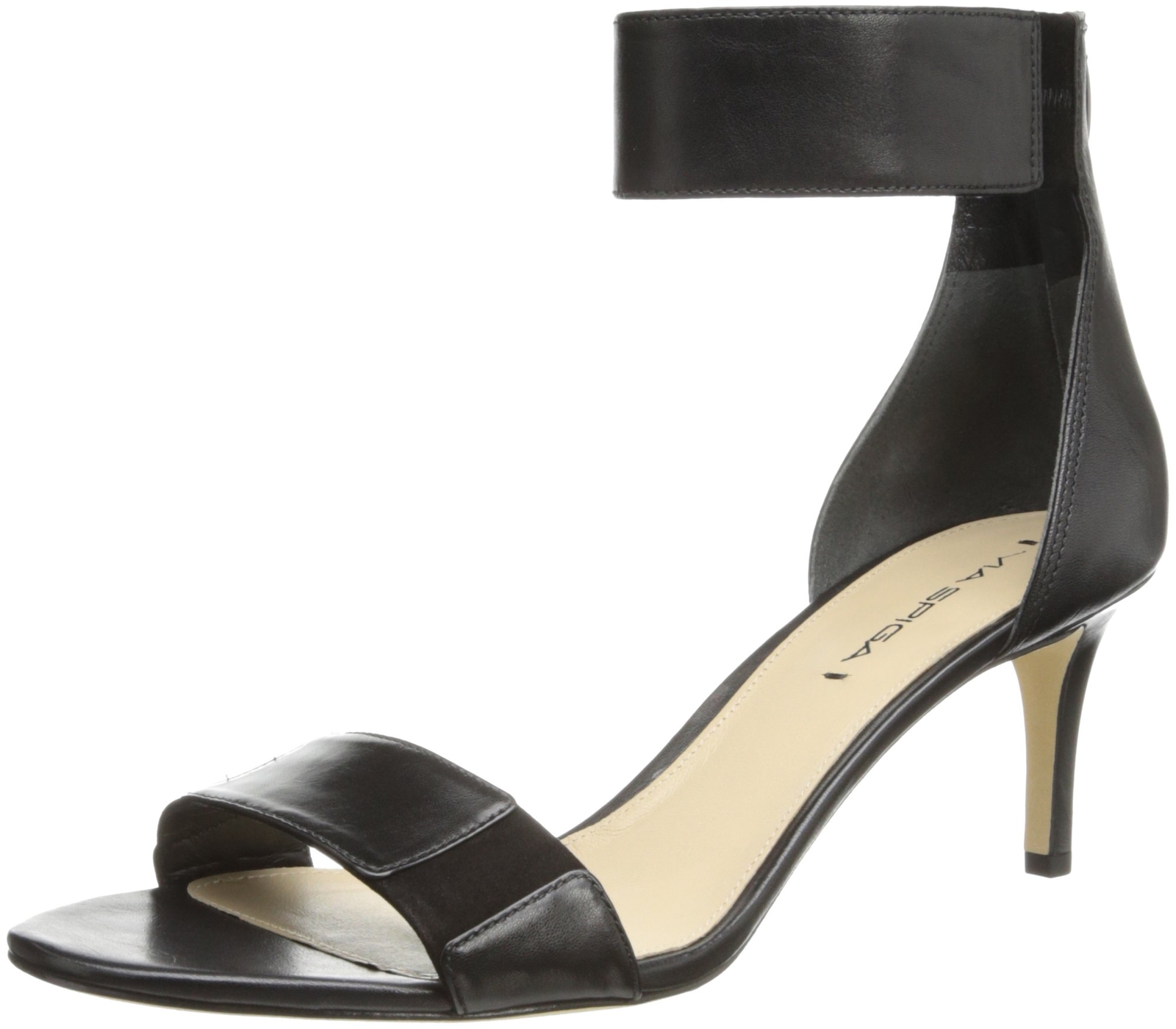 Via Spiga Women's Sandal Leather V-Lavinia Stiletto Black Heels Size 6.5 US