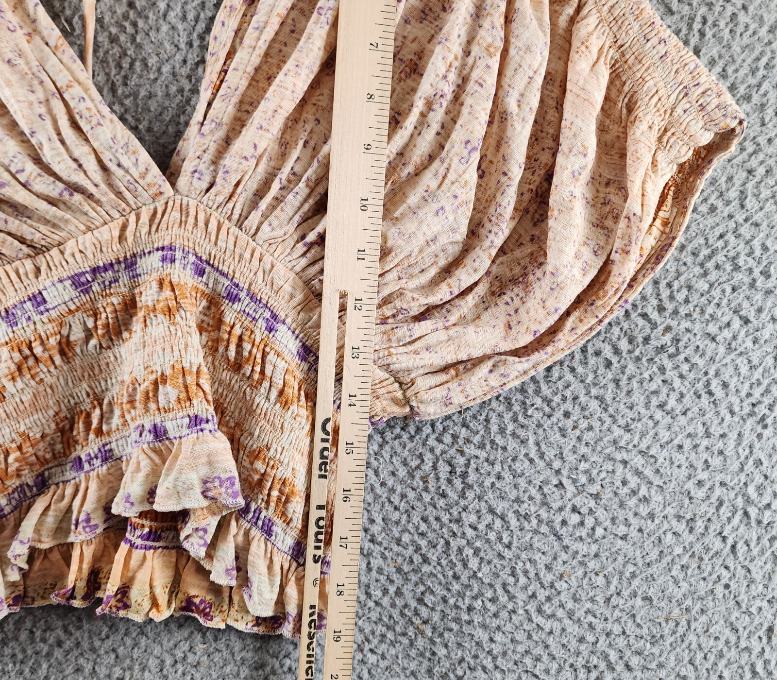 Free People Next Vacation Top Women's XS Ivory Combo Floral V-Neck Tie Closure - Picture 8 of 20