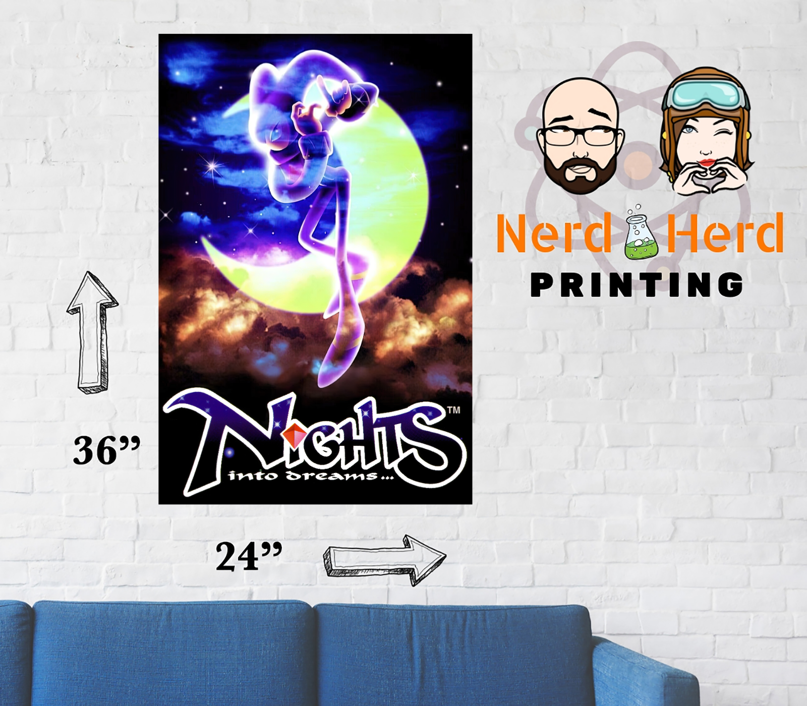 Nights into Dreams SEGA Saturn Retro Wall Poster Multiple
