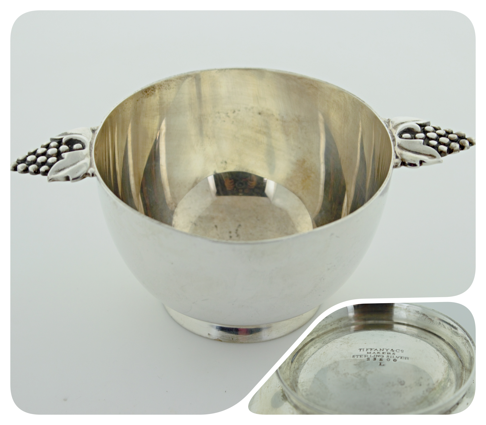 Tiffany & Co Markers Sterling Silver Sugar Bowl Grape Design