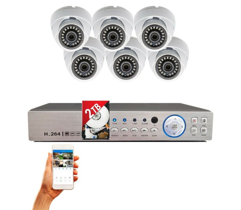 8 Channel Cctv Security Indoor Outdoor Camera System 2tb Recording Memory