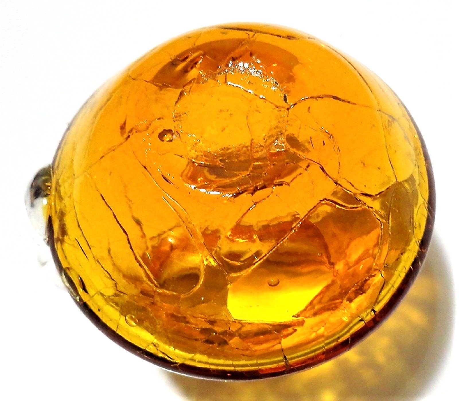 Vintage Amber Blown Crackle Glass Creamer Pitcher