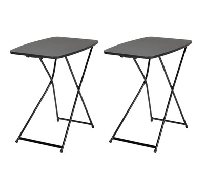 18'' x 26'' Indoor Outdoor Adjustable Height Personal Folding Table, Black, 2 pack