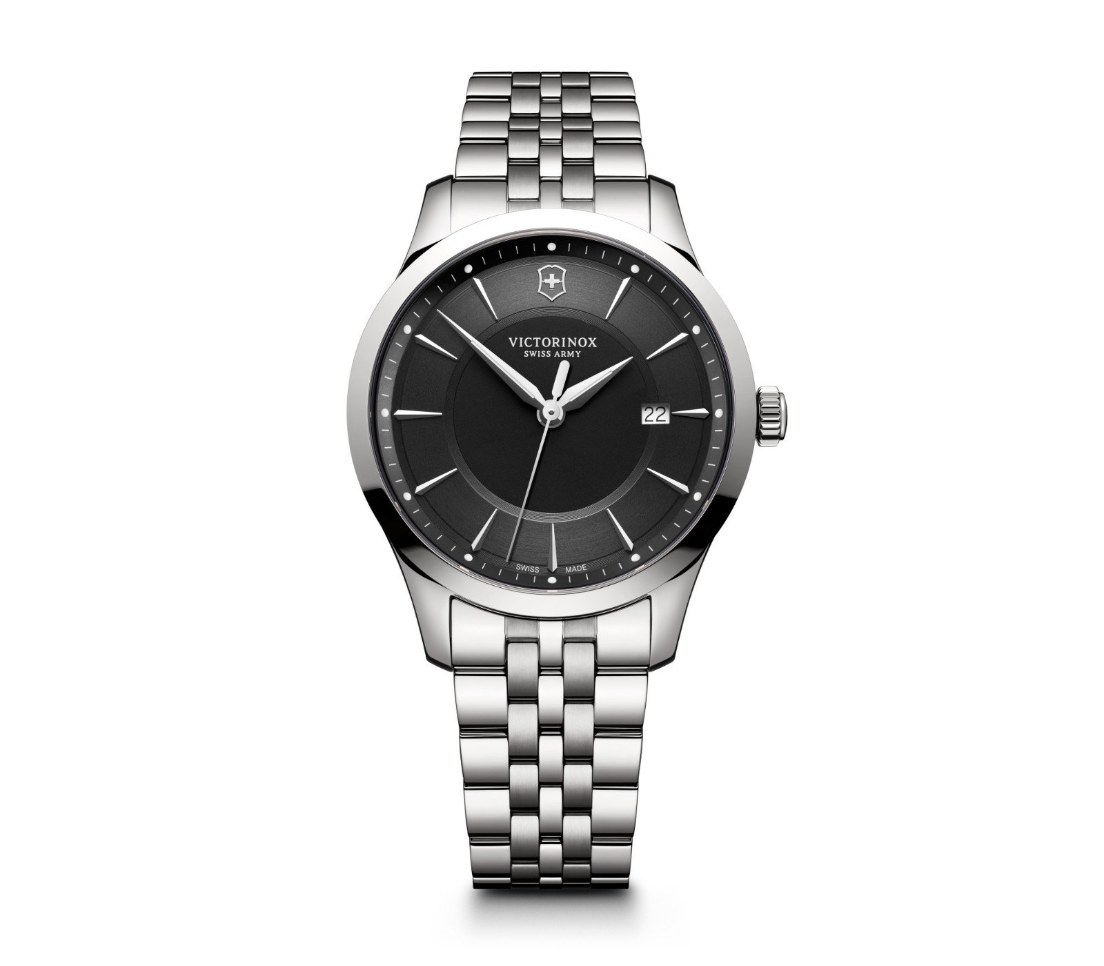 Pre-owned Victorinox Brand  Men's Alliance Swiss Army Silver Tone Band Watch 241801