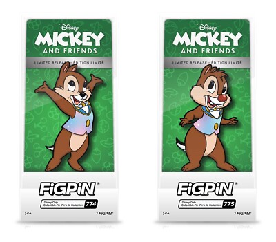 2022 Set Of 2 FIGPINs #775 & #774 Chip & Dale Pins WDW 50th Anniversary LR New!
