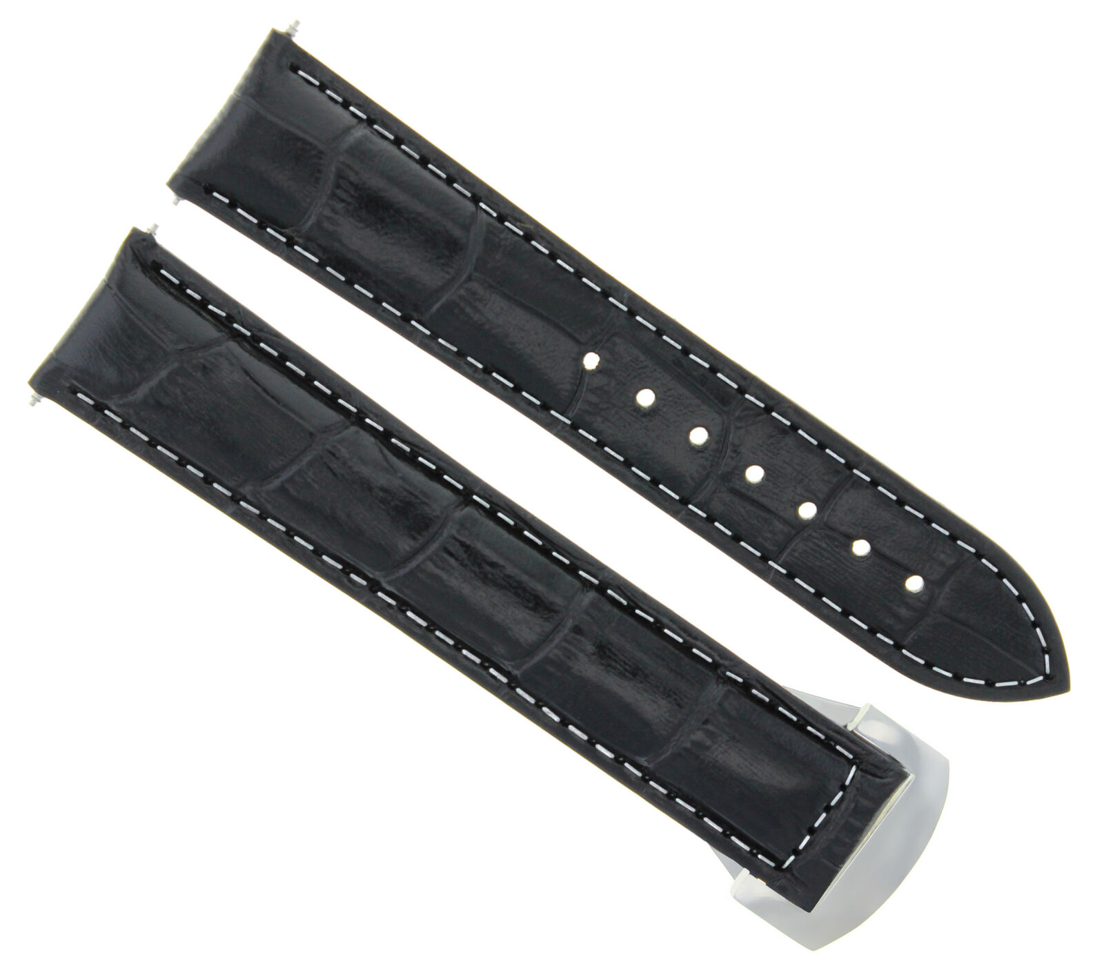 20MM LEATHER WATCH BAND STRAP FOR 41MM OMEGA SEAMASTER PLANET + CLASP BLACK WS