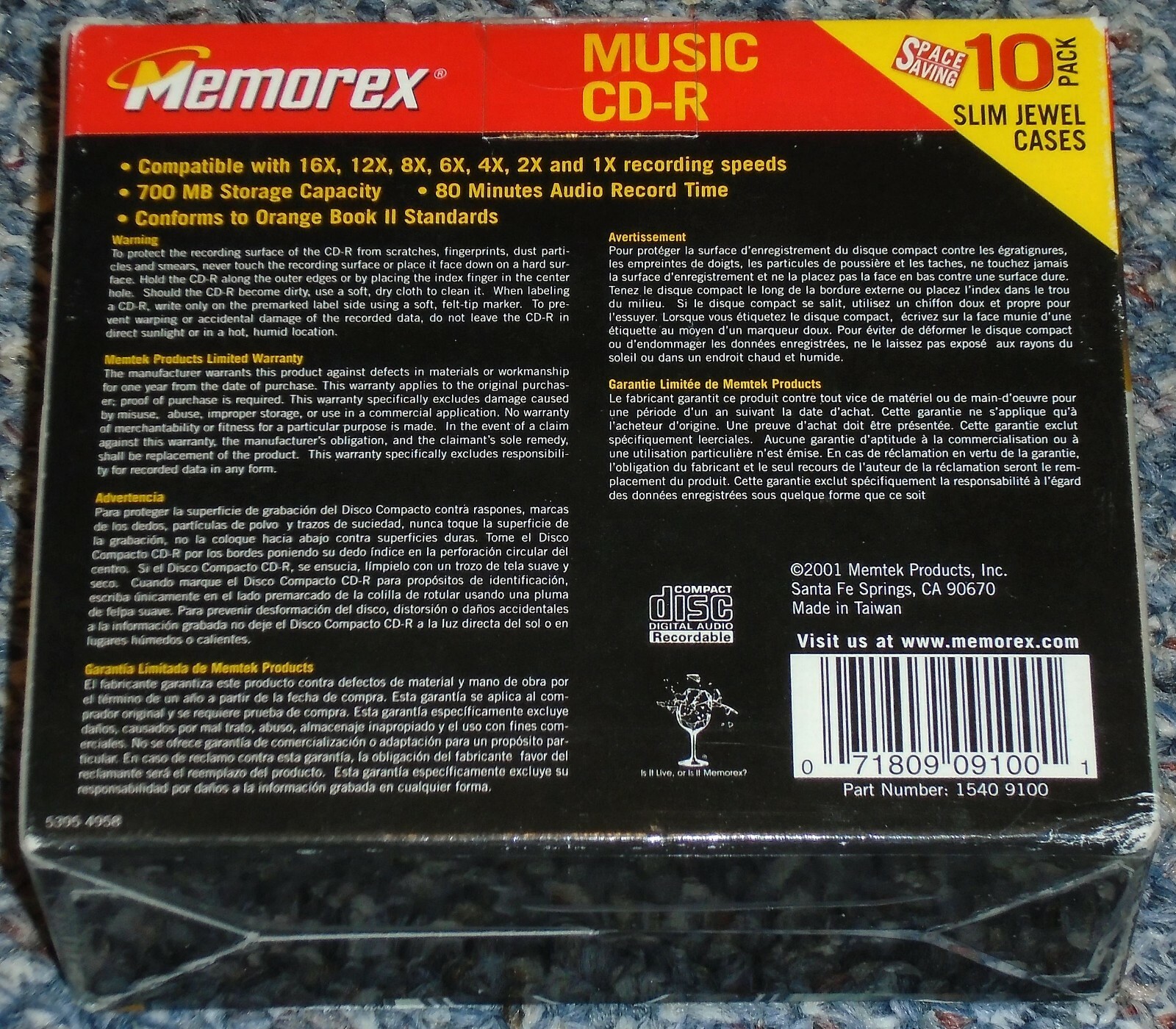 *NEW & SEALED* Memorex CD-R Recordable 10 Pack 80 Min 700MB 16x Speed Blank CDs