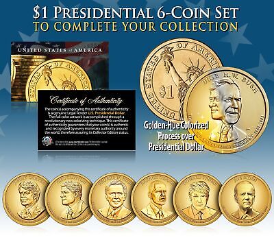 LIVING PRESIDENTS 2020-21 Presidential U.S. Dollar Color GOLDEN HUE 6-Coin Set
