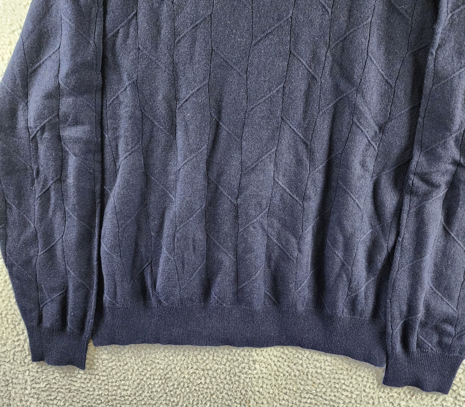 The Men's Store at Bloomingdale's Novelty Stitch Sweater Men's XXL Navy Blue L/S - Picture 4 of 12