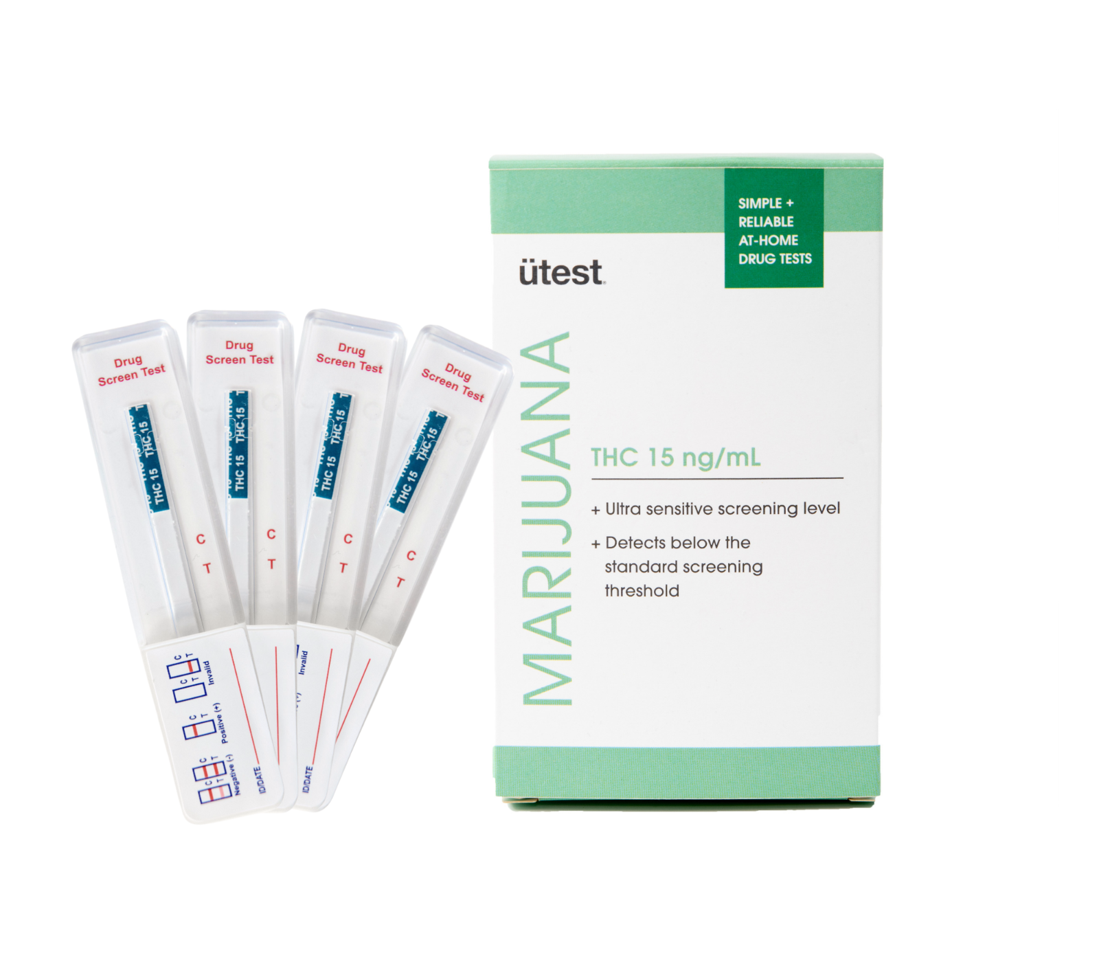 Utest Low Level THC 15 ng/mL Marijuana At Home Drug Test 15 ng/mL (4 Pack)