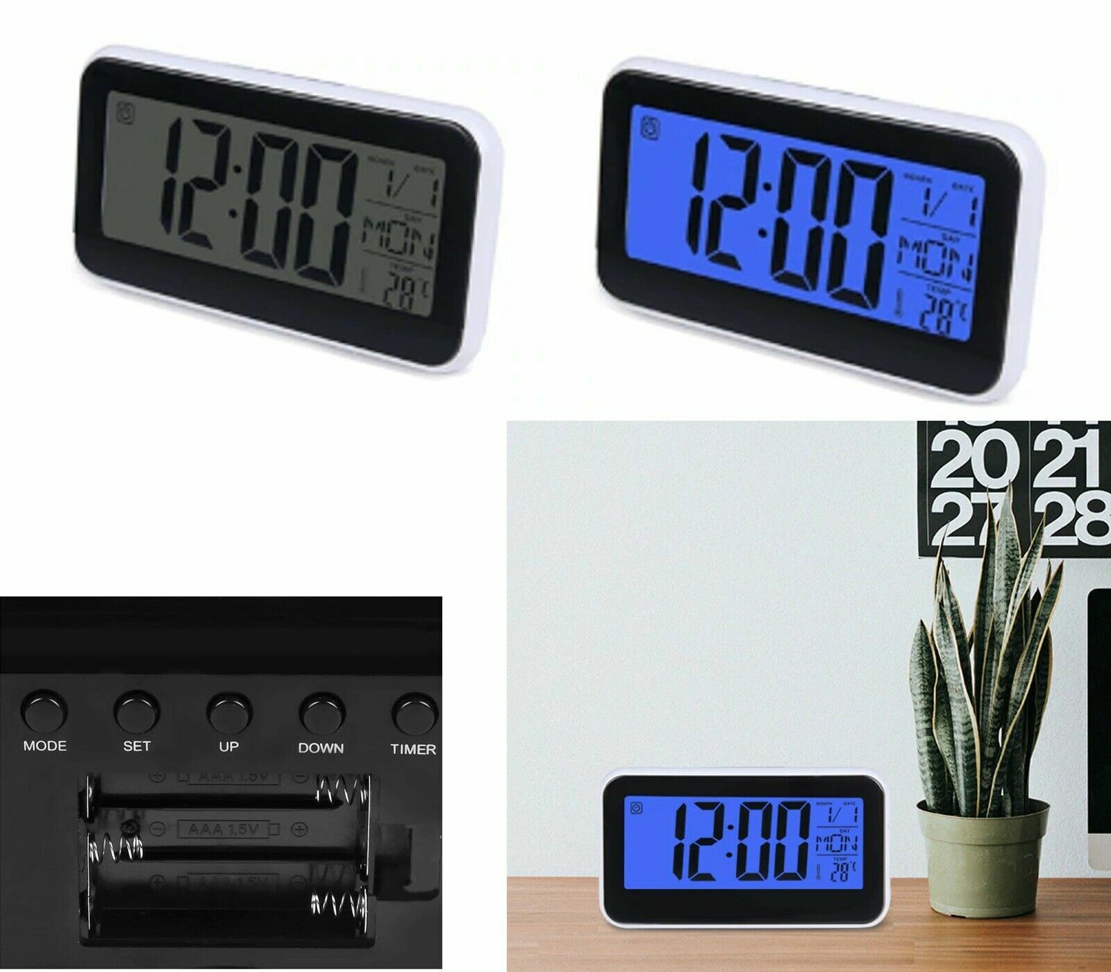 Sveglia Orologio Luce Led Retroilluminazione Temperatura Calendario Ds-3623 cir