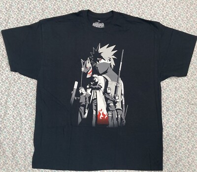 Naruto Mens Kakashi Story Short Sleeve T-Shirt Black Size   SM ,  MD,LG XL.