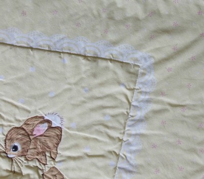 * Vintage Baby Nursery Animals Fawns Cotton Quilt Wall Hanging 41.5