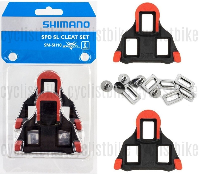 SHIMANO SH10 SPD-SL BLACK//RED CLEAT SET WITH HARDWARE FIXED