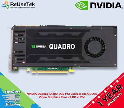 NVIDIA Quadro K4200 4GB PCI Express x16 GDDR5 Video Graphics Card x2 DP x1 DVI