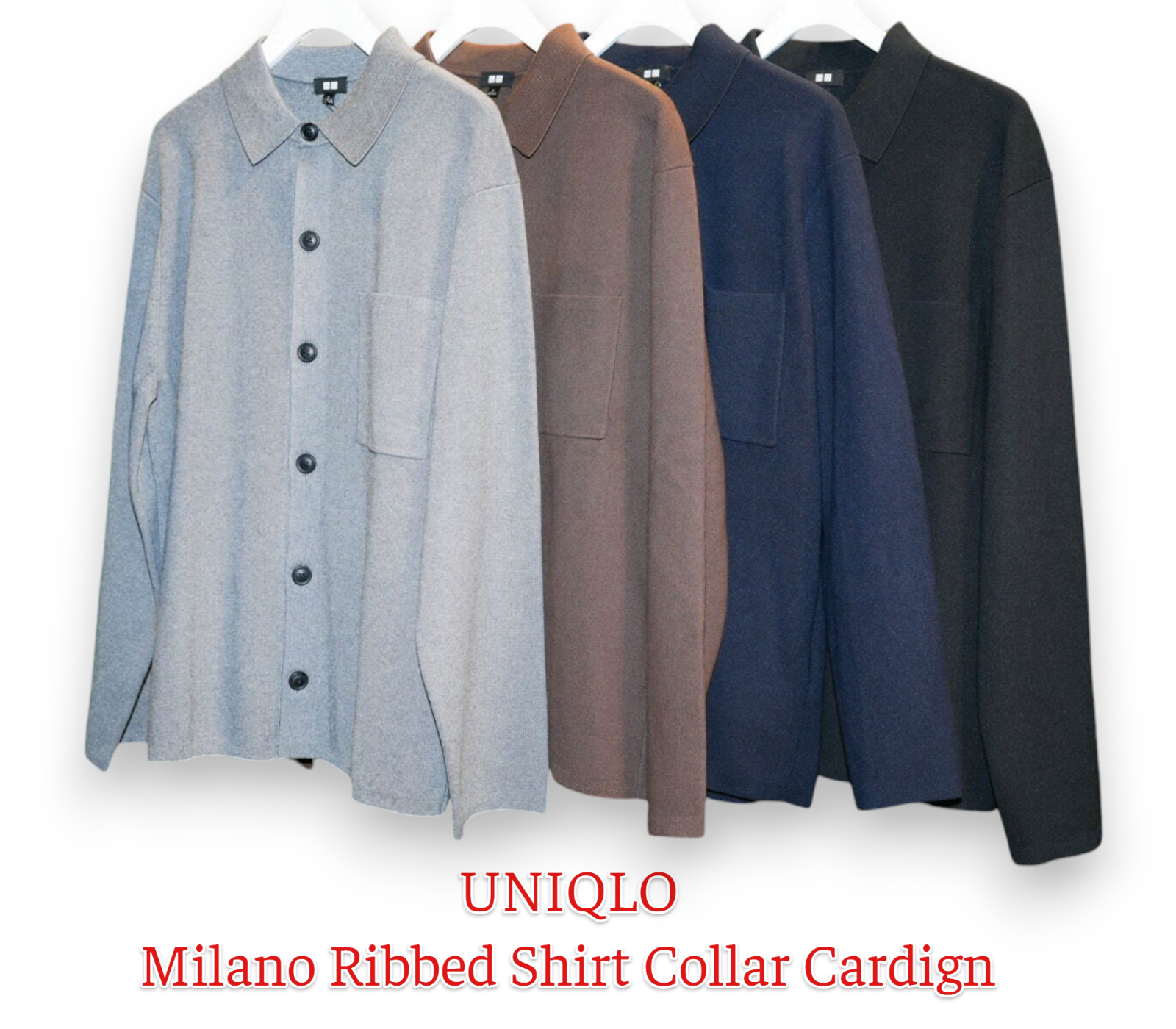 UNIQLO Milano Ribbed Shirt Collar Cardigan 471136 XS-3XL UNIQLO Milano Ribbed Shirt Collar Cardigan 471136 XS-3XL