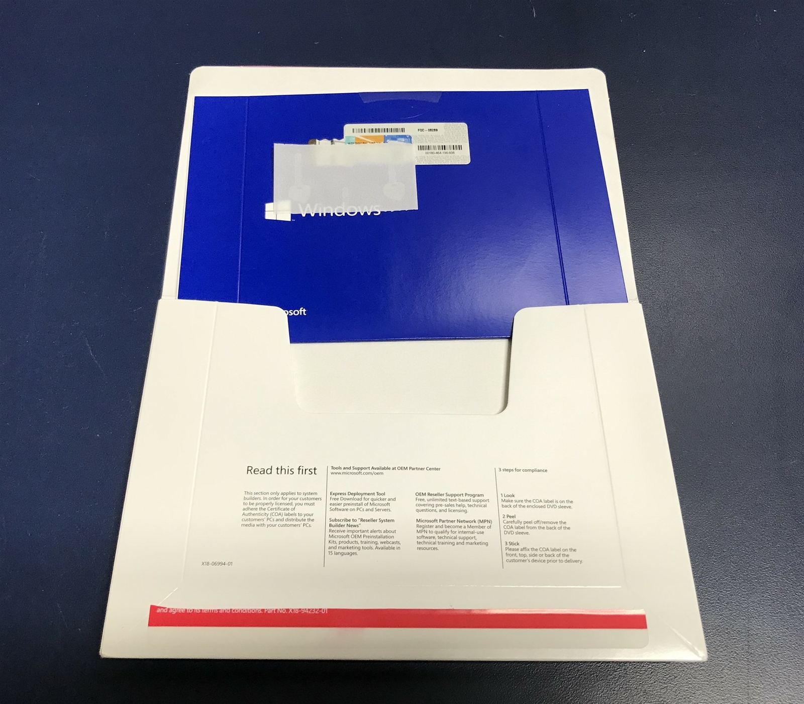 Microsoft Windows 7 Professional SP1 X64 DVD w/ COA License Key