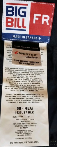 New FR Flame Resistant Big Bill Ultra Soft Black COVERALLS - 56 TALL Reflective