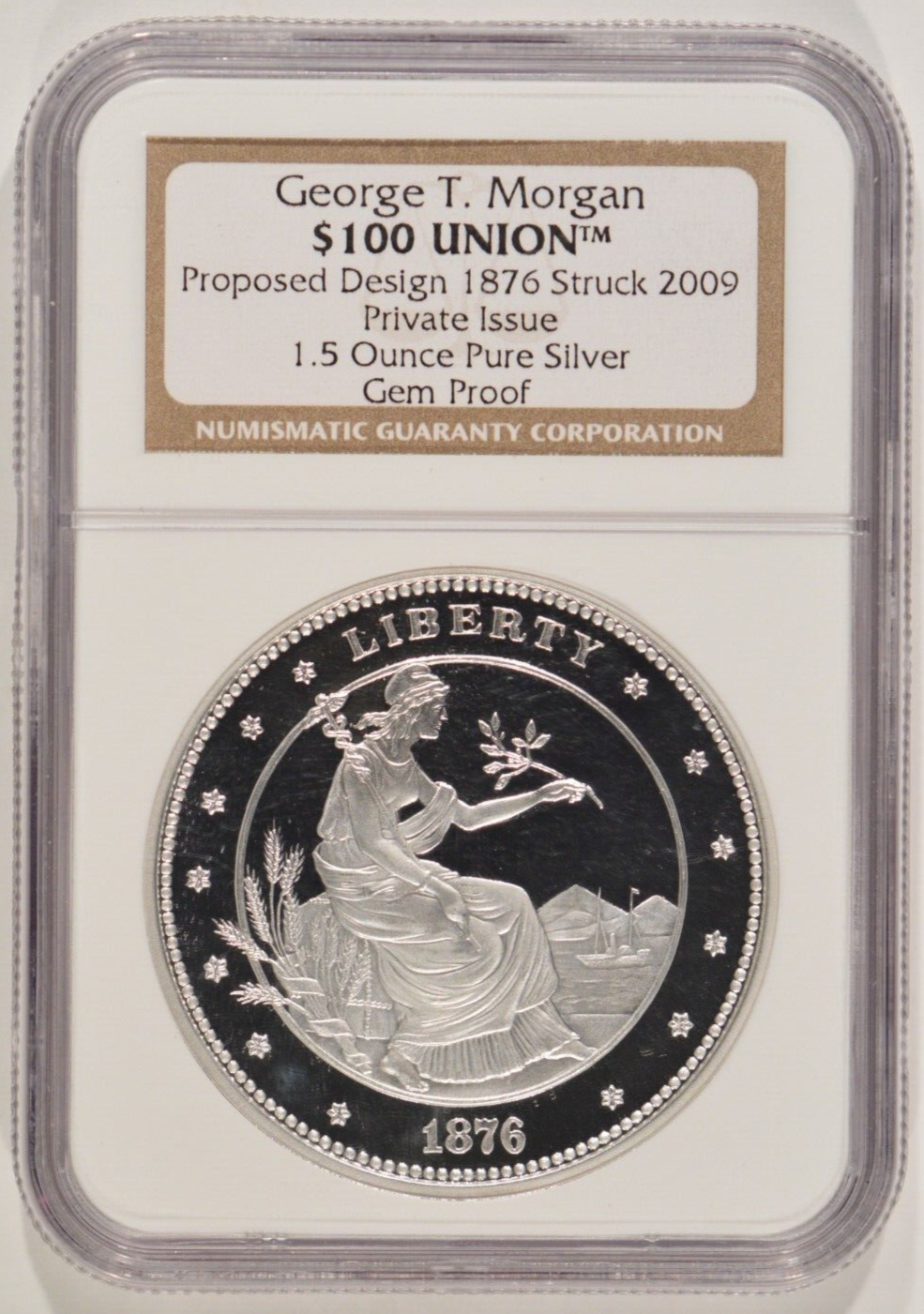 $100 UNION™ 銀貨 1.5オンス Gem Proof George T. Morgan $100 Union 1.5 oz Pure Silver NGC Gem Proof