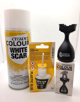 Citadel White Scar Base Bundle with MK2 Painting Handle and Plastic Glue