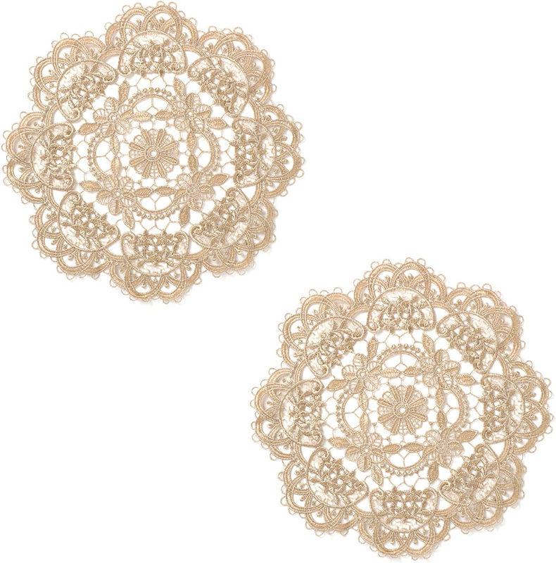 2 Pieces 10 Inch Doilies Crochet Handmade Coasters round Placemat Rustic Table D