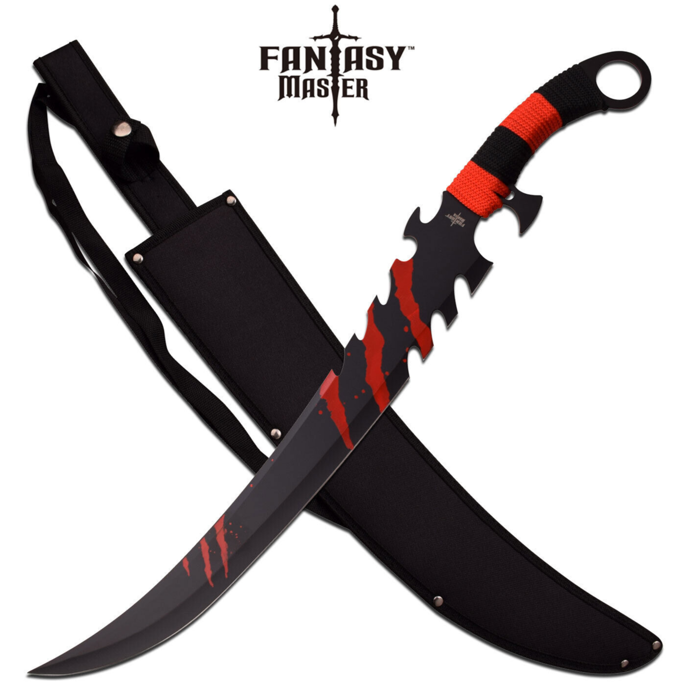 FANTASY SWORD | Red + Black Zombie Killer Scimitar Blade with