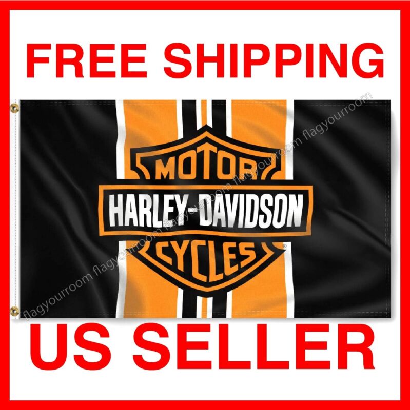 Harley Davidson HD Flag 3x5 ft Banner 48 Logo Garage Wall Sign FREE Shipping