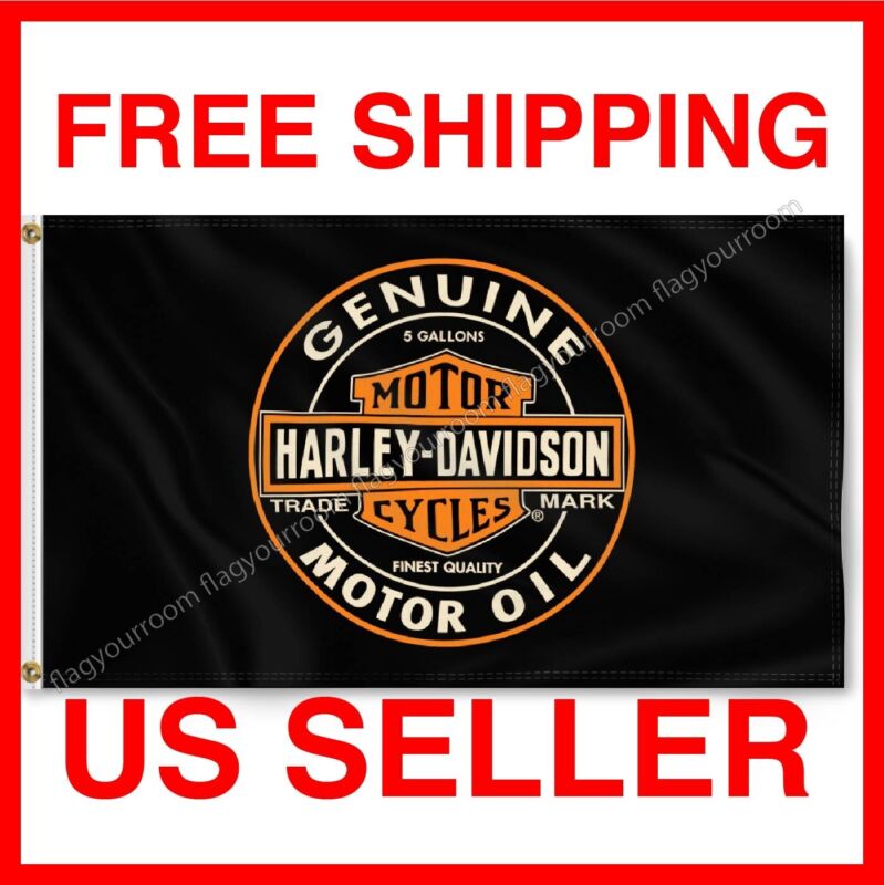 Harley Davidson 3x5 Ft Flag Vintage Oil Retro Banner Garage Wall Decor Sign Logo