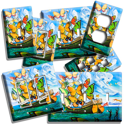 SALVADOR DALI SHIP WITH BUTTERFLY SAILS LIGHT SWITCH OUTLET WALL PLATE ART DECOR