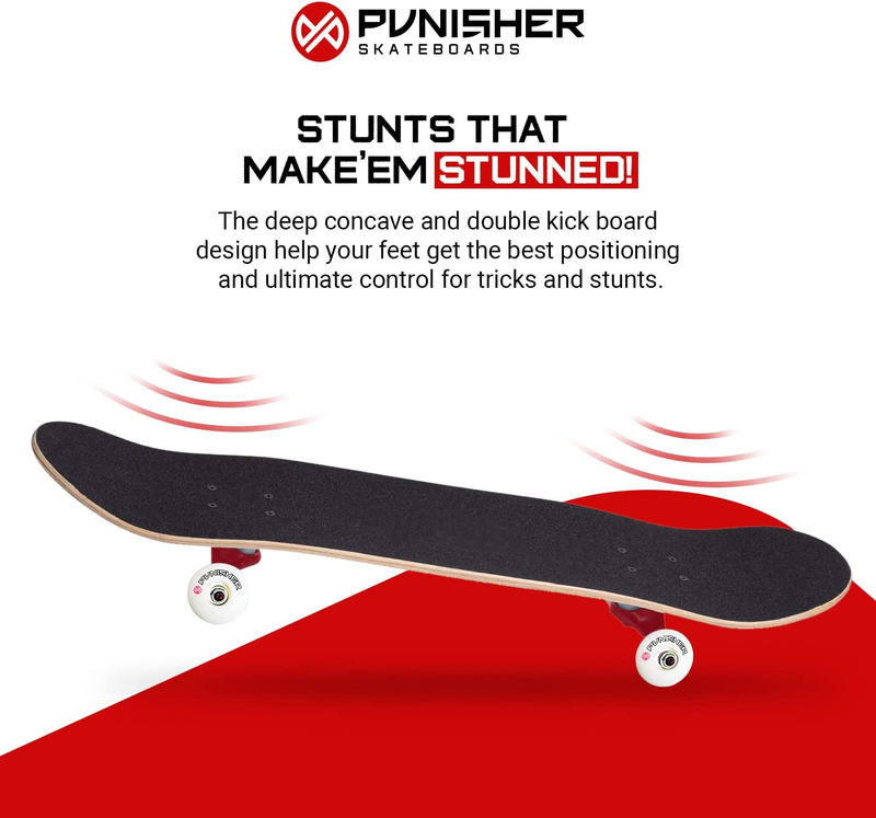 Punisher Girls Skateboard Complete with 31.5" X 7.75" Double Kick Concave Deck C