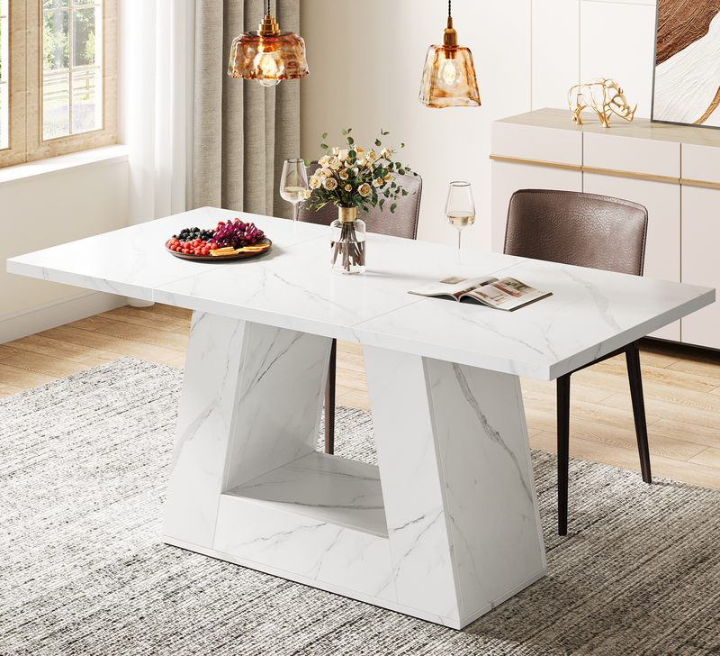 Mesa Comedor Mesa De Madera Para 4-6 Personas Moderna Faux Marble Dining Table