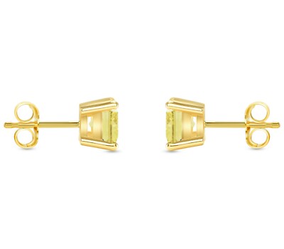 Pre-owned Shine Brite With A Diamond 2 Ct Princess Cut Canary Earrings Studs Solid 14k Yellow Gold Push Back Basket
