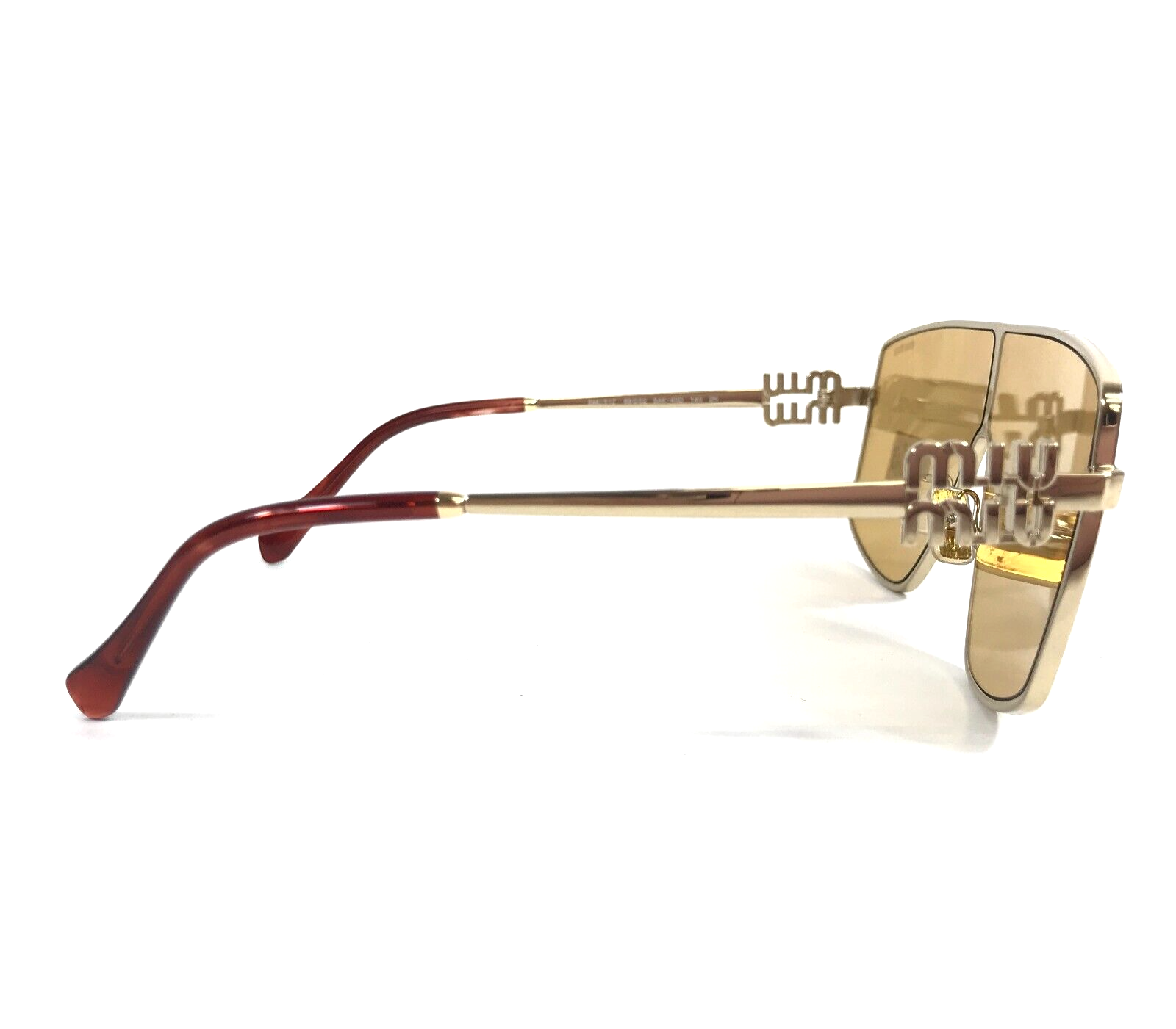 Pre-owned Miu Miu Sunglasses Smu51z 5ak-40d Pale Gold Geometric With Orange Mirror Lenses In Multicolor