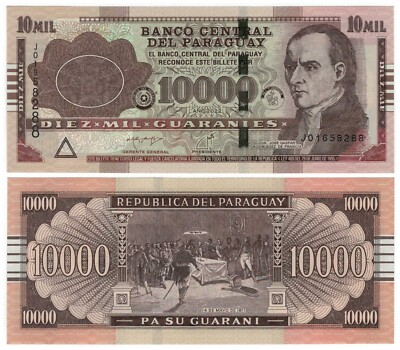 Paraguay 10000 Guaranies (2022)- Francia/Historic Scene/p-A238c, B858d UNC