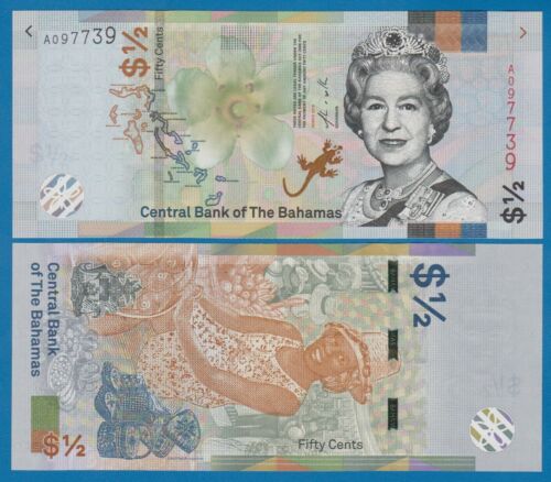 Bahamas 1/2 Dollar P 76Aa New 2019 UNC Half Dollar (P 76 A a) Queen Elizabeth II