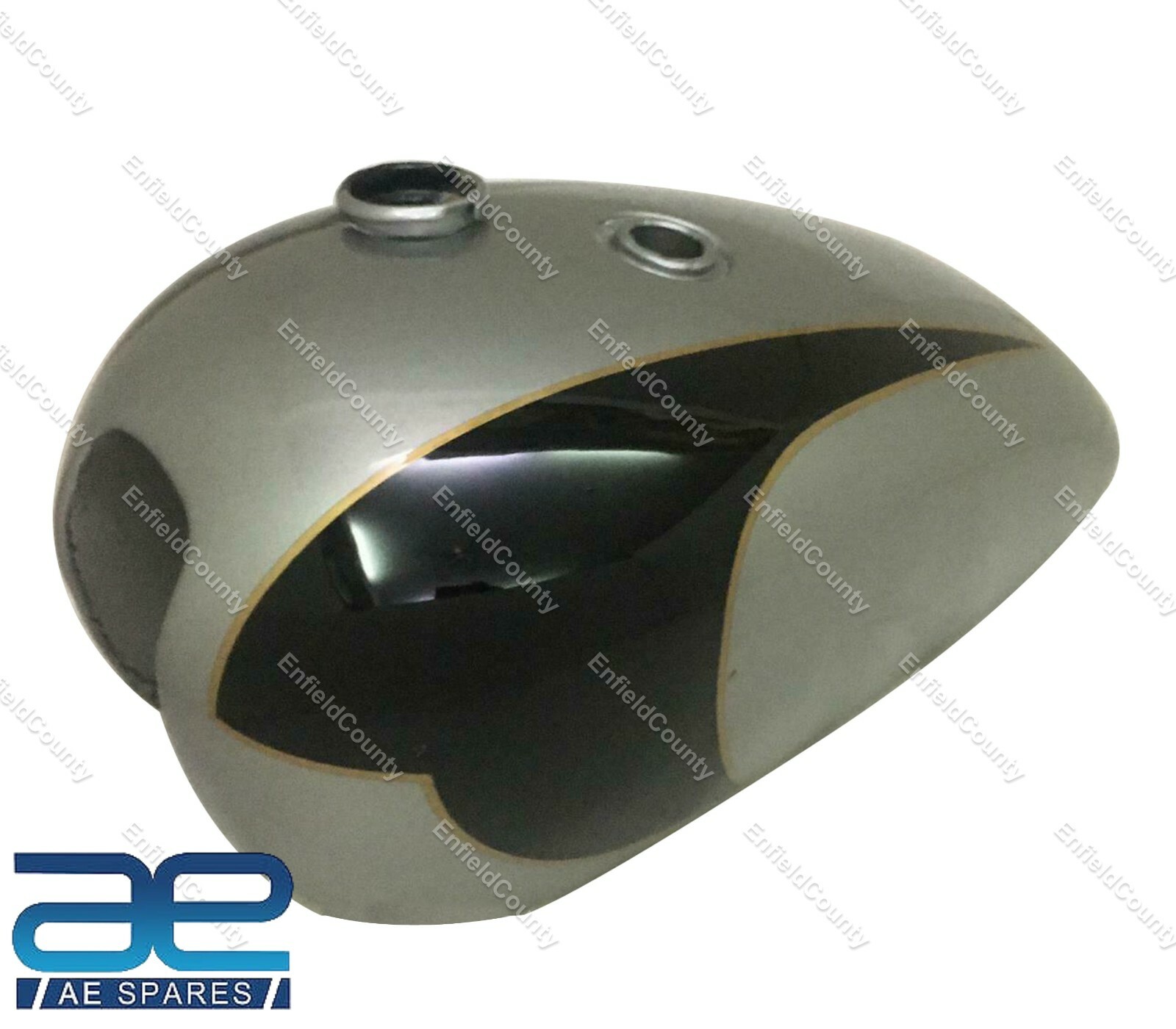 For Triumph T140 Silver & Black Painted Oif Steel Petrol Fuel Tank With Cap